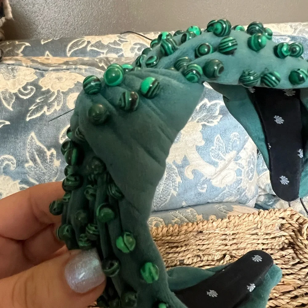 Lele Sadoughi Green Beaded Headband - Picture 3 of 8